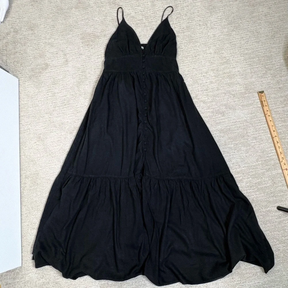 Abercrombie & Fitch Black Linen Blend Empire Sundress Size Large Tall Maxi Dress